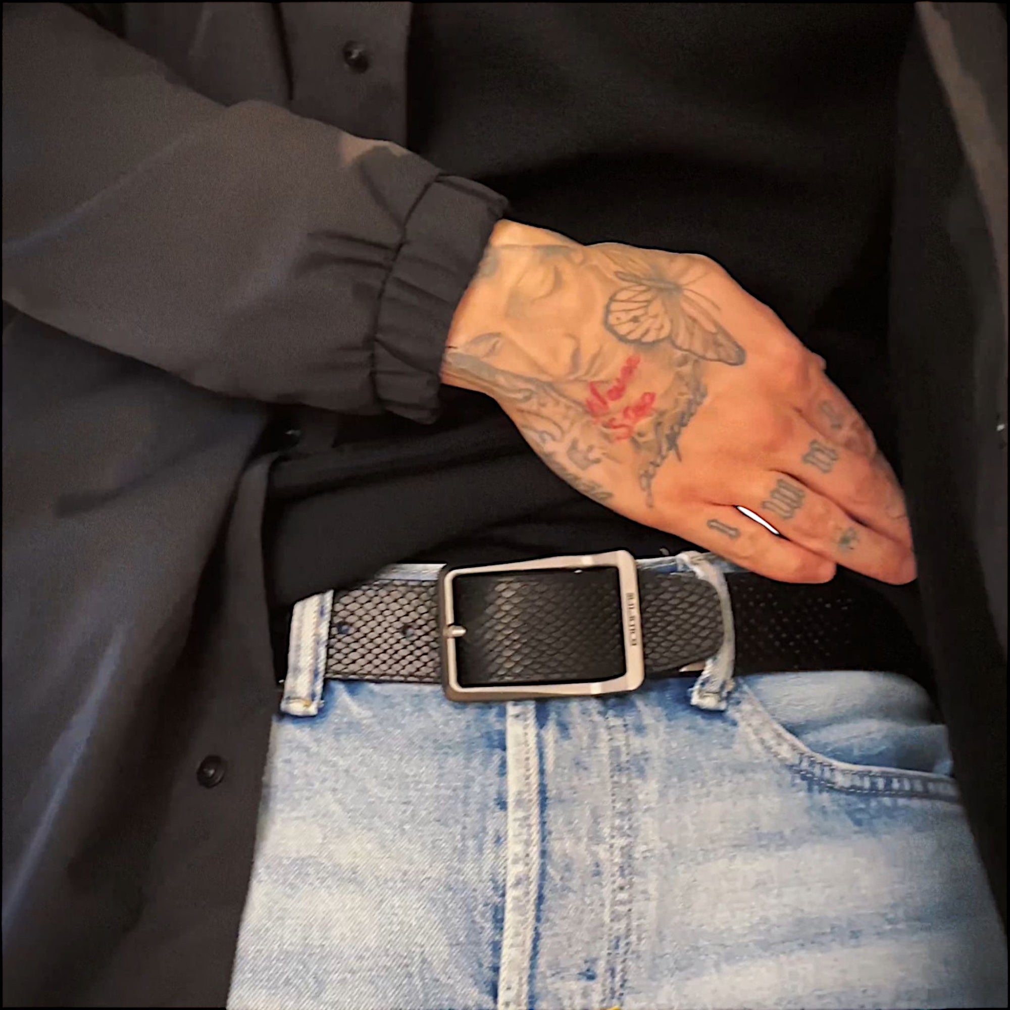 black mens leather belts - coldfire