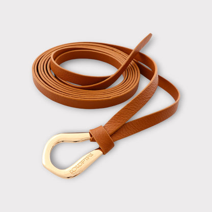 Women's double knot belt - genuine leather - 10 mm - Camel - Gold | COLDFIRE - COLDFIRE