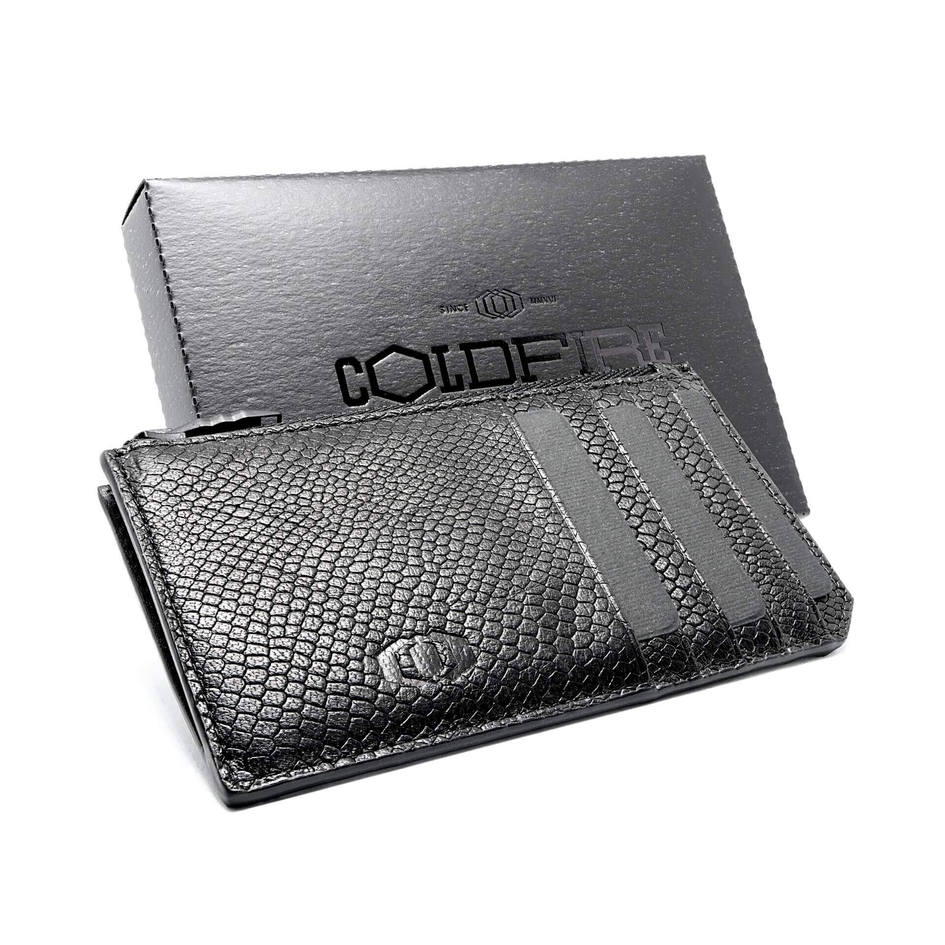 SNAKE EYE - Slim Leather Card Holder 10cc with Zip - COLDFIRE